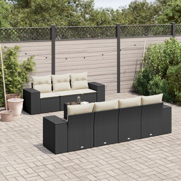 vidaXL Garden Sofa Set Black PE Rattan Large Adjustable Armrests