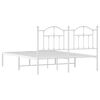 vidaXL Bed Frame White Powder-Coated Steel Double Bed Frame