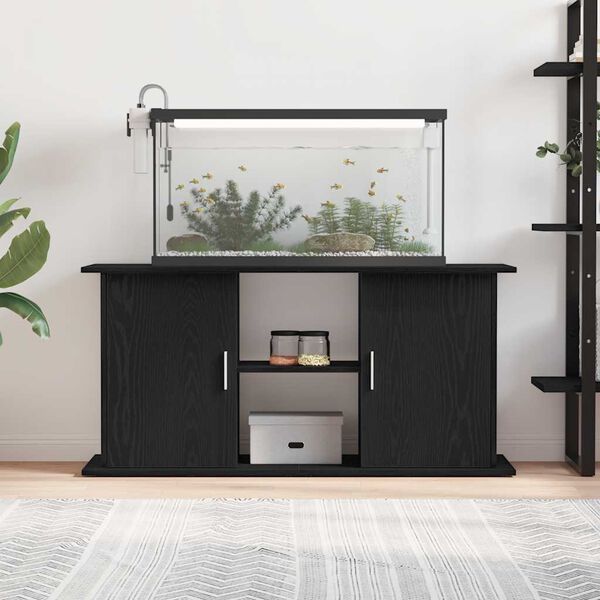 vidaXL Aquarium Stand Black Oak Engineered Wood 47.6 x 16.1 x 22.8 in