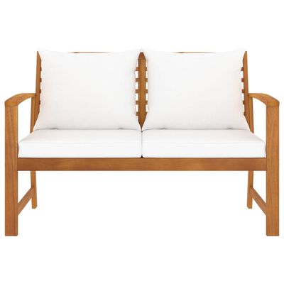 vidaXL Patio Bench 47.2" with Cream Cushion Solid Acacia Wood