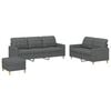 vidaXL Sofa Set Dark Grey Fabric 2-Seater, 3-Seater, Footstool Sofa Set