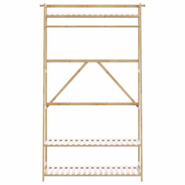 vidaXL Clothes Rack Natural Bamboo 43.3x15.7x70.9 in Bamboo Clothes Rack