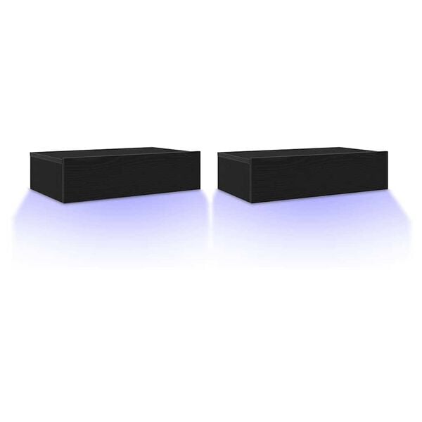 vidaXL TV Cabinets with LED Lights 2 pcs Black Oak 23.6"x13.8"x6.1"
