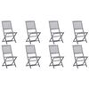 vidaXL Outdoor Chair Set of 8 Grey Solid acacia wood Medium