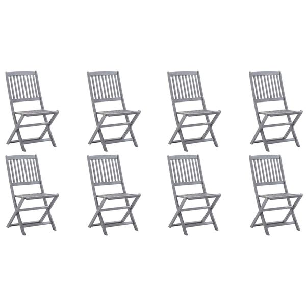vidaXL Outdoor Chair Set of 8 Grey Solid acacia wood Medium
