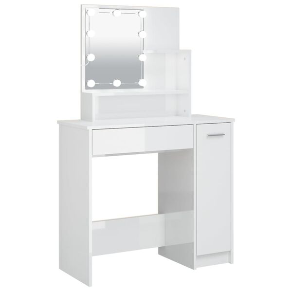 vidaXL Dressing Table Glossy White Engineered wood, Acrylic Dressing Table