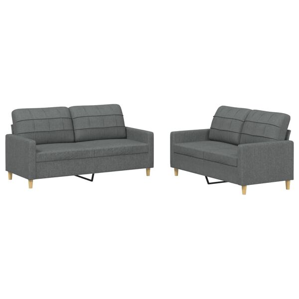 vidaXL Sofa Set Dark Grey Fabric (100% polyester), Metal, Textilene, Plywood