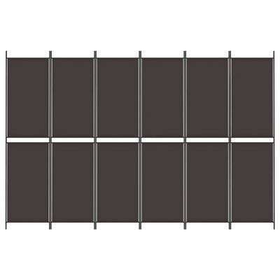 Eight-panel room divider with dark fabric panels and metal frame.