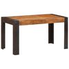 vidaXL Dining Table Natural wood tone and black Solid rough mango wood