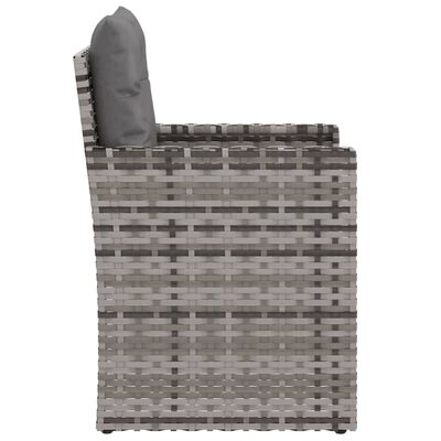 vidaXL Patio Armchair with Cushions Gray Poly Rattan