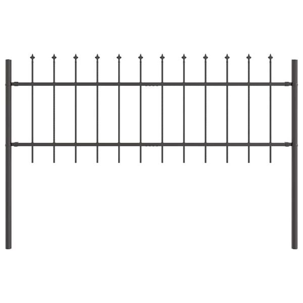 vidaXL Garden Fence Grey 5.58 x 1.97 ft Powder-coated Steel