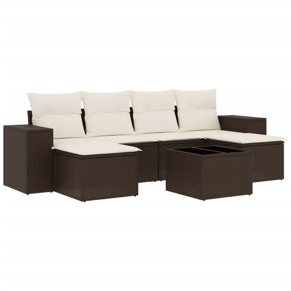 vidaXL Garden Sofa Set Brown, Cream White