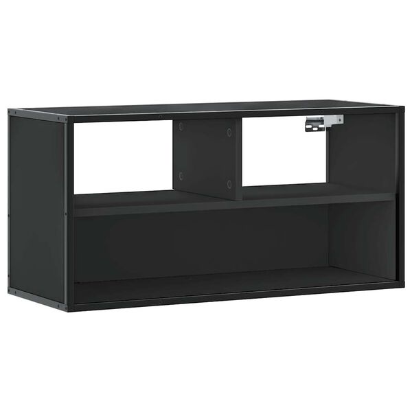 vidaXL TV Cabinet Black Engineered wood and metal Medium TV Cabinet