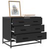 vidaXL Drawer Cabinet Black Engineered wood, metal Medium Storage