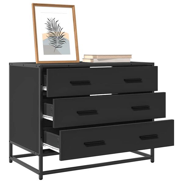 vidaXL Drawer Cabinet Black Engineered wood, metal Medium Storage