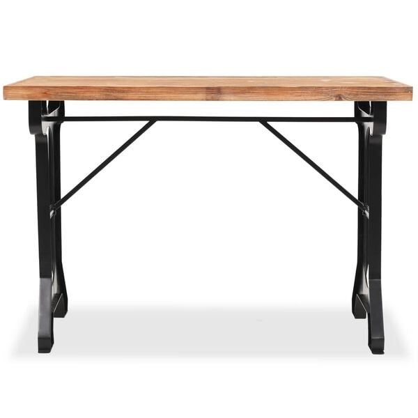 vidaXL Dining Table Brown and Black Steel and Solid Fir Wood Medium