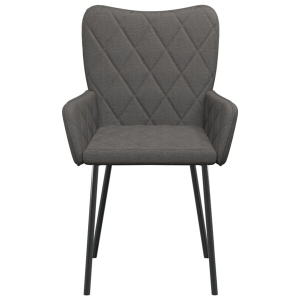 vidaXL Dining Chair Set of 2 Dark Gray Polyester, Metal, Plywood