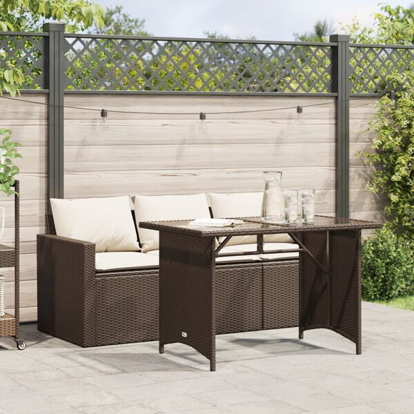 vidaXL Garden Dining Set Brown PE rattan 3-seater sofa Sturdy