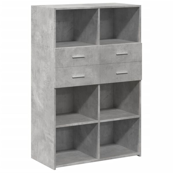 vidaXL Highboard Concrete grey Engineered wood 31.5 x 16.7 x 48.8 in