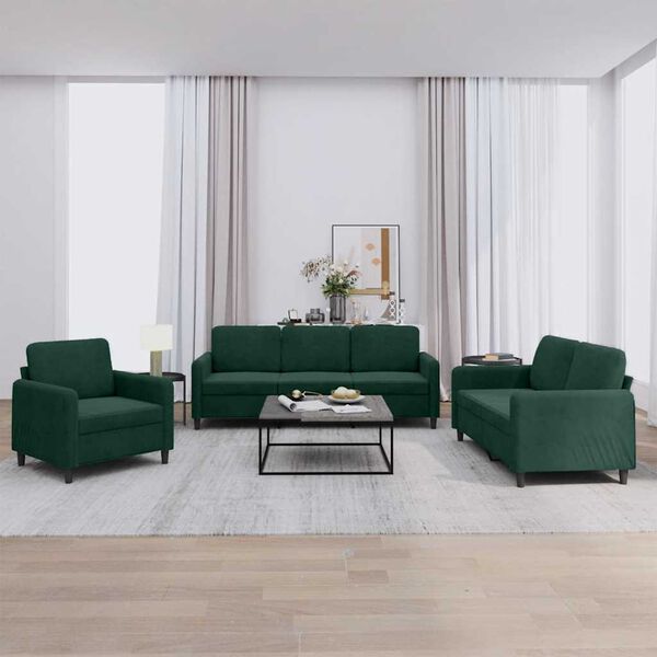 vidaXL Sofa Set Dark Green Velvet, Metal Large Seats Many Sofa Set