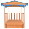 vidaXL Playhouse With Sandbox Natural with blue roof Fir wood Medium