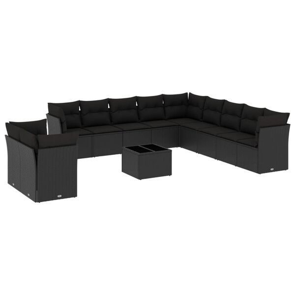 vidaXL Garden Sofa Set Black