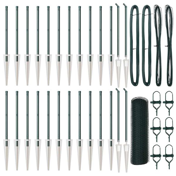 vidaXL Fence Post Green 164.04 x 1.64 ft (0.98 in mesh) Steel and PVC