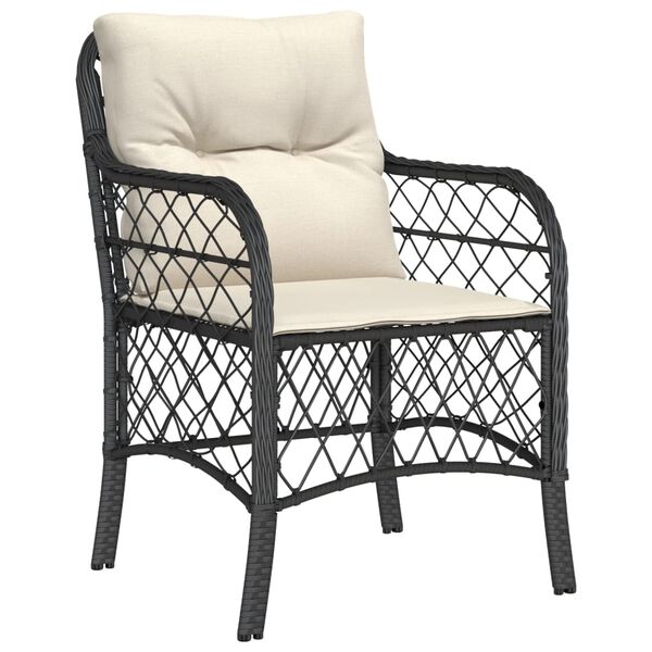 vidaXL Garden Dining Set Black PE Rattan Large Removable Covers