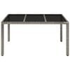 vidaXL Garden Table With Glass Top Grey PE rattan 59.1 x 35.4 x 29.5 in