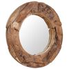 vidaXL Decorative Mirror Brown Teak and glass 31.5 in diameter