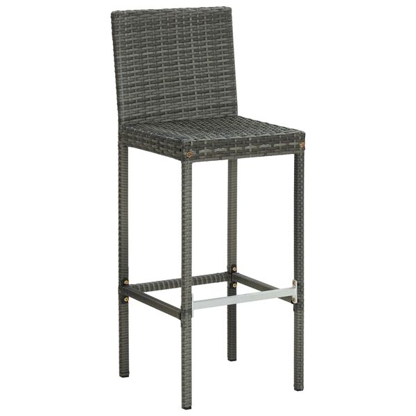 vidaXL Patio Bar Stools with Cushions 4 pcs Gray Poly Rattan