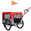 vidaXL Pet Bike Trailer Red and Grey Oxford fabric, steel, metal board