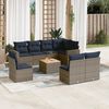 vidaXL 9 Piece Patio Sofa Set with Cushions Gray Poly Rattan