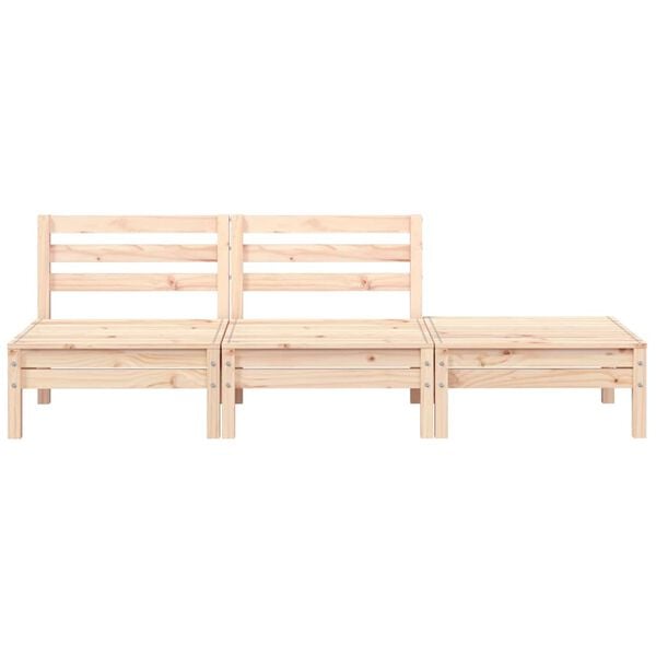 vidaXL Garden Sofa Natural Pine Solid Pine Wood 3-Seater Modular