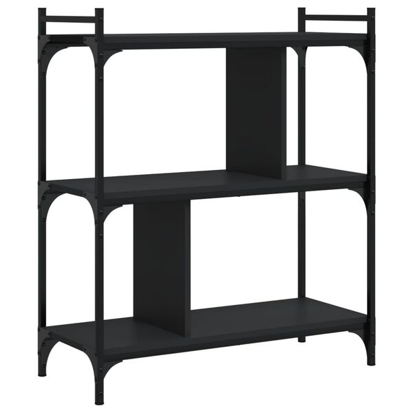 vidaXL Bookcase Black Engineered wood, metal Medium Adjustable Feet