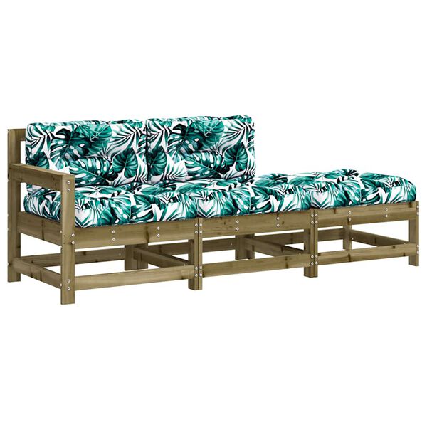 vidaXL Garden Lounge Set Natural wood, white cushions