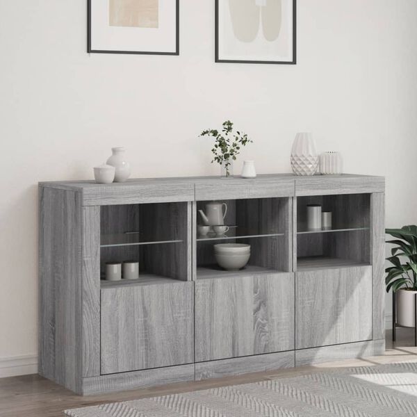 vidaXL Sideboard Grey Sonoma Engineered Wood, Glass Medium Sideboard