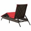 vidaXL Patio Sun Lounger Brown and Red PE rattan 1-person