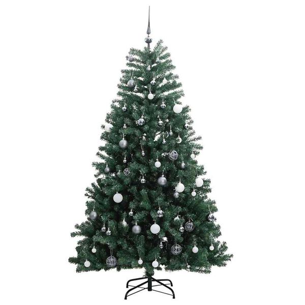 vidaXL Artificial Hinged Christmas Tree 150 LEDs & Ball Set 47.2"