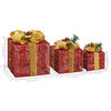 vidaXL Christmas Gift Box Set of 3 Red and gold Fabric