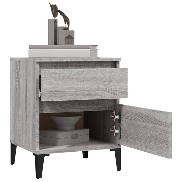 vidaXL Bedside Cabinet Set of 2 Grey Sonoma Engineered wood, metal