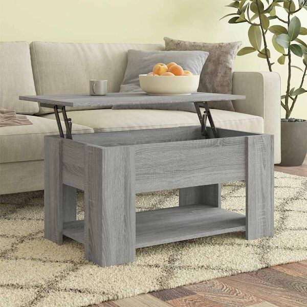 vidaXL Coffee Table Grey Sonoma Engineered Wood Medium Storage