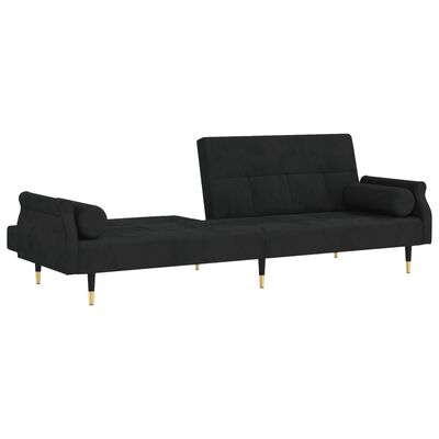 vidaXL Sofa Bed with Cushions Black Velvet