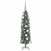 vidaXL Artificial Slim Christmas Tree Green and White 47.24 in