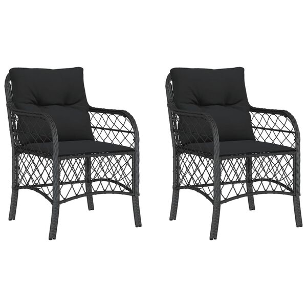 vidaXL Patio Chair Set of 2 Black