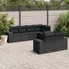 vidaXL Garden Sofa Set Black Poly Rattan, Powder-Coated Steel, Fabric