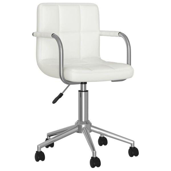 vidaXL Dining Chair White Chromed steel, faux leather Adjustable Swivel