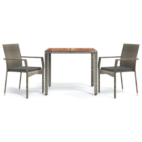 vidaXL Garden Dining Set Grey PE Rattan Medium Modular