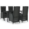 vidaXL Patio Dining Set Black PE rattan Medium Multi-Position Backrest