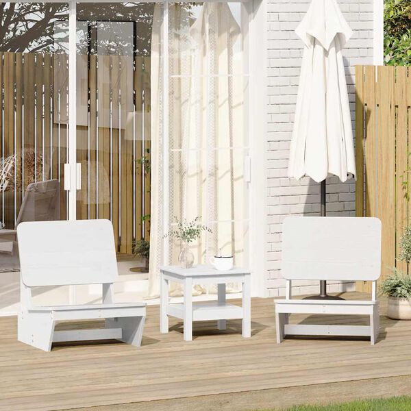 vidaXL Garden Chair Set of 2 White Solid Pine wood Medium Durable